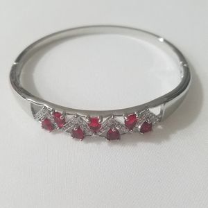 Simulated ruby and cz diamond bracelet